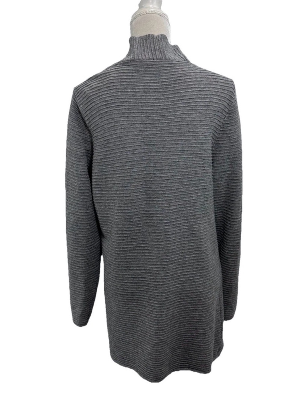 Cyrus Grey Ribbed Open-Front Cardigan - Picture 2 of 8